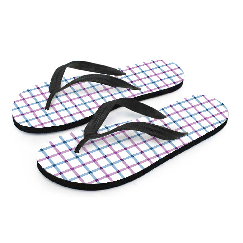 Blue and Purple Tattersall Hawaiian Print Flip Flops - 2