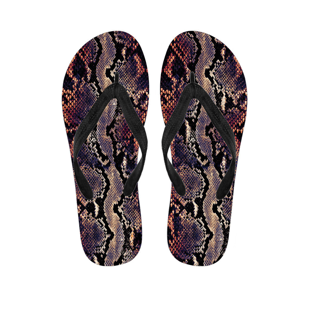 Blue and Red Snakeskin Print Hawaiian Flip Flops: The Perfect Addition to Your Island Attire - 1