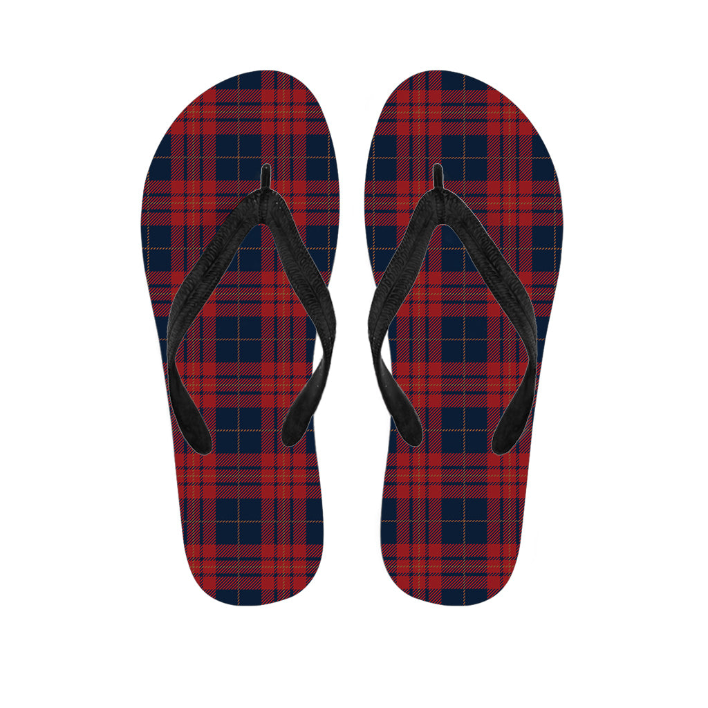 Blue and Red Tartan Pattern Hawaiian Flip Flops: The Perfect Addition to Your Aloha Attire - 1