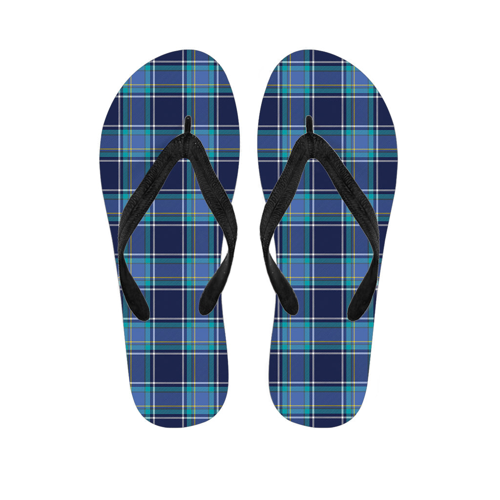 Blue and Teal Tartan Hawaiian Flip Flops: Embrace Island Style - 1