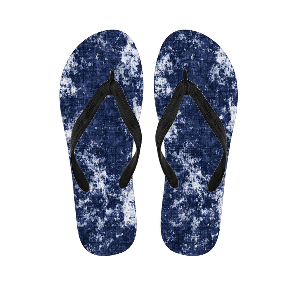 Blue and White Tie Dye Hawaiian Flip Flops for Stylish Island Vibes - 1