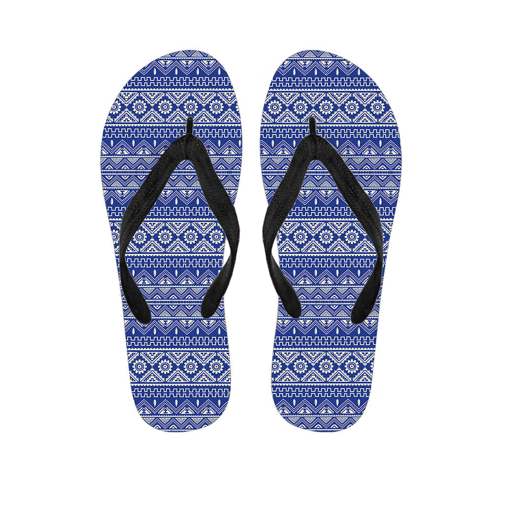 Blue and White Hawaiian Print Flip Flops - Complete Your Island Outfit - 1