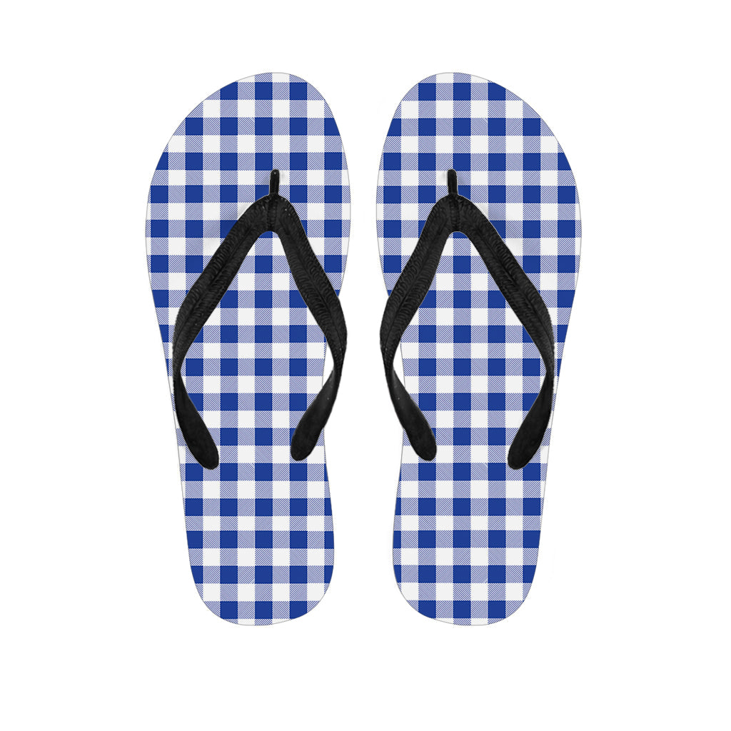 Blue and White Buffalo Check Hawaiian Flip Flops: A Stylish Addition to Your Island Ensemble - 1