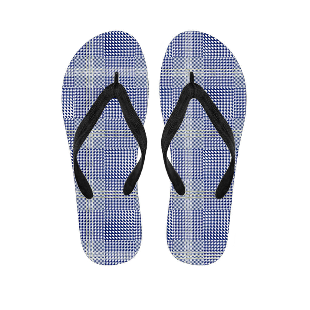 Blue and White Glen Plaid Hawaiian Flip Flops: A Stylish Addition to Your Island Outfit - 1