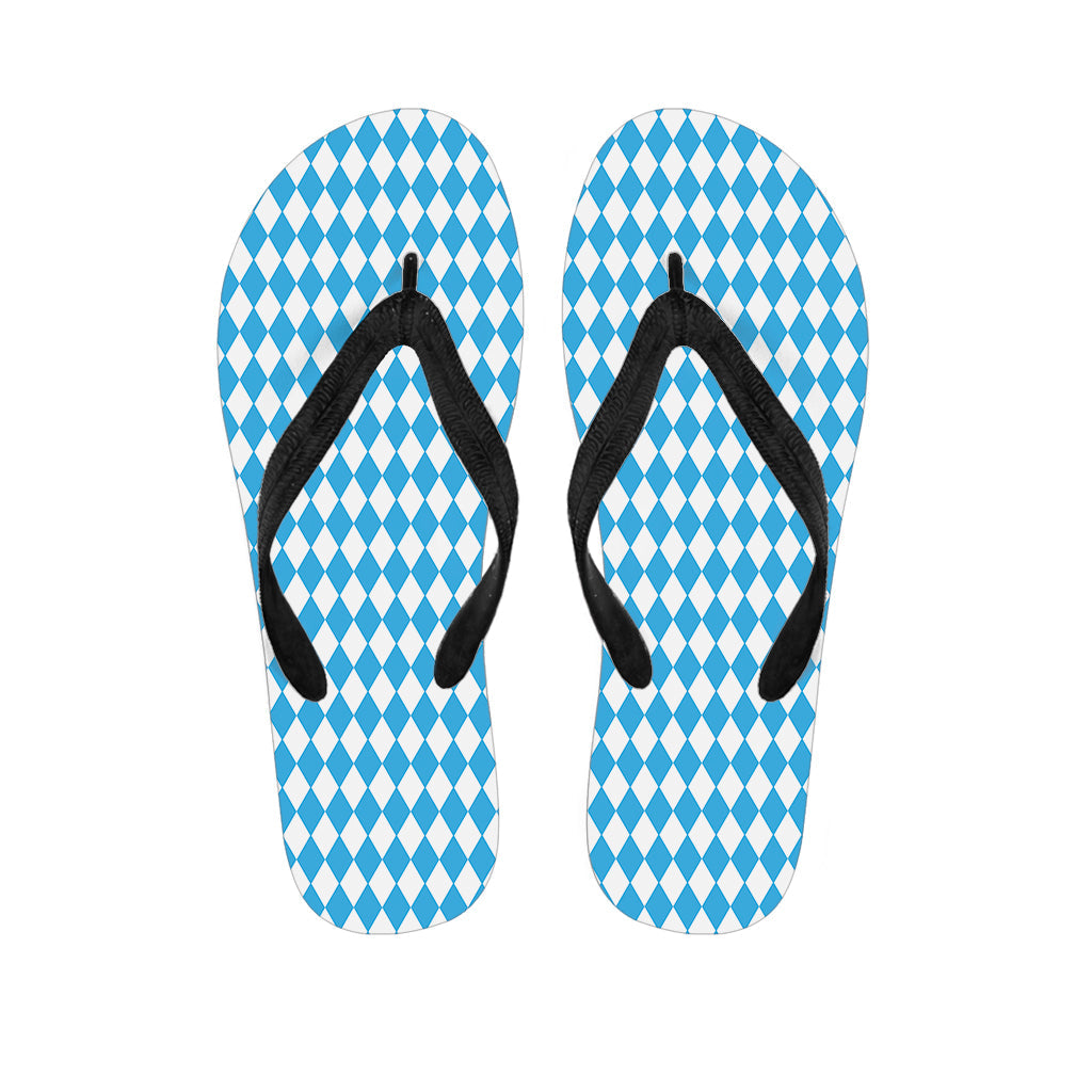 Blue and White Harlequin Hawaiian Flip Flops: Step into Aloha Style - 1