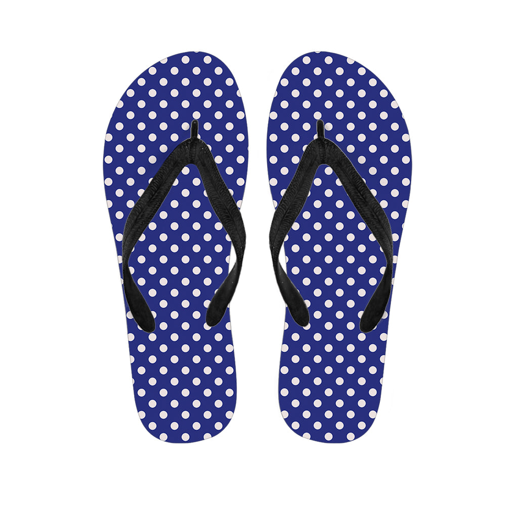 Blue and White Polka Dot Hawaiian Flip Flop Ensemble - 1
