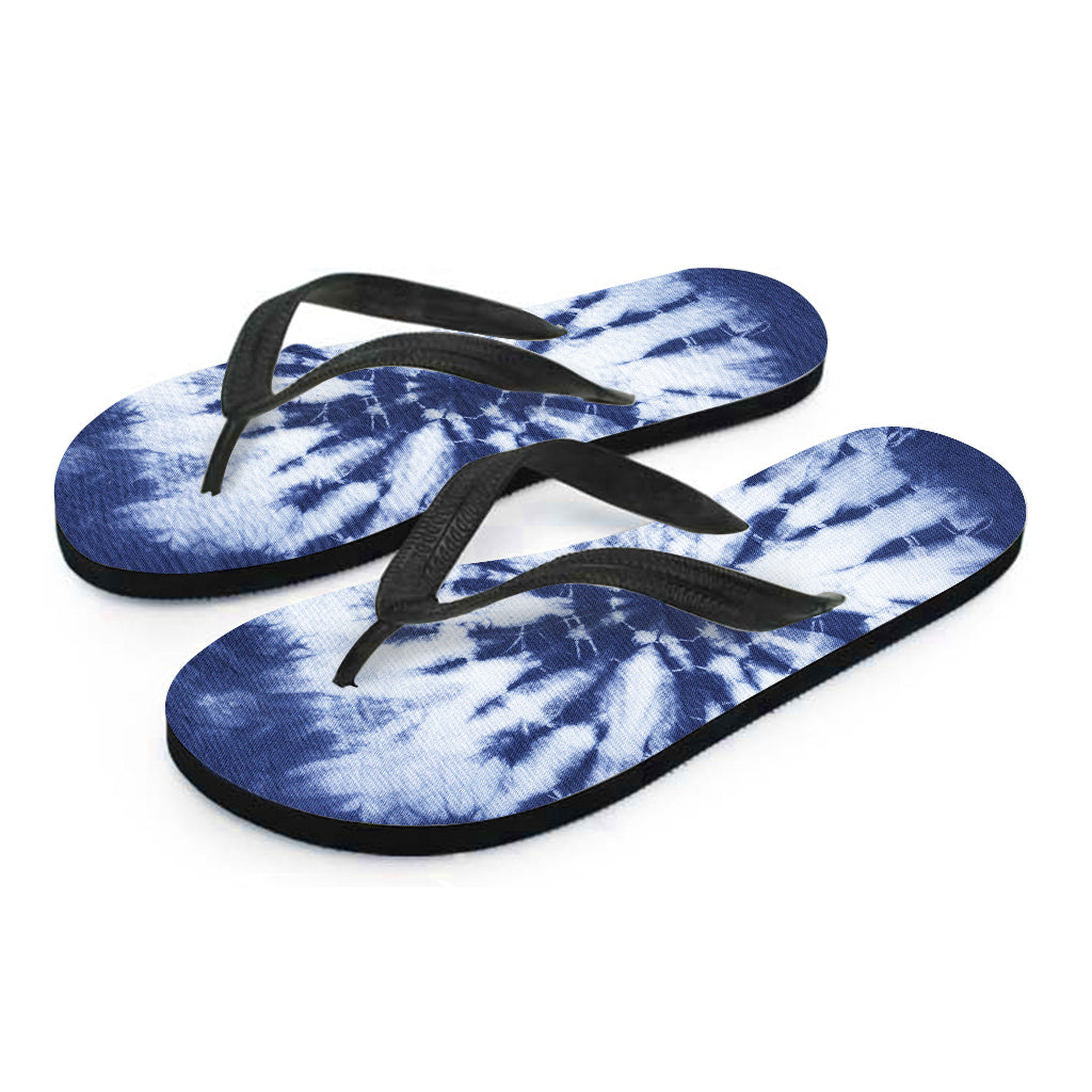 Blue and White Tie-Dye Hawaiian Flip Flops: Embrace the Aloha Spirit! - 2