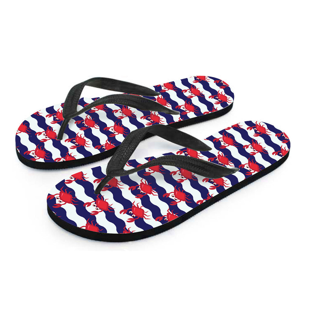 Blue and White Wave Crab Hawaiian Flip Flops: The Perfect Addition to Your Island Outfit - 2