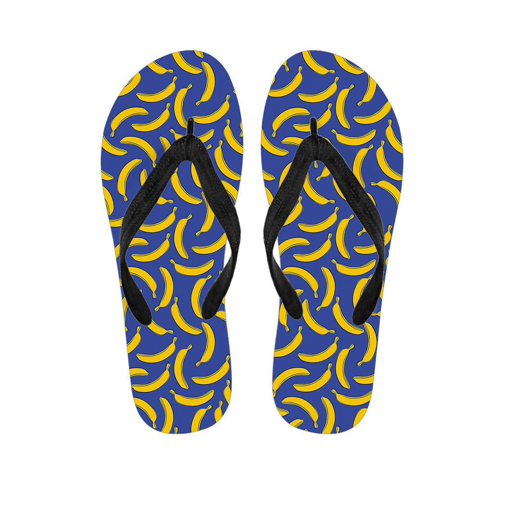 Blue and Yellow Banana Pattern Hawaiian Flip Flops - 1