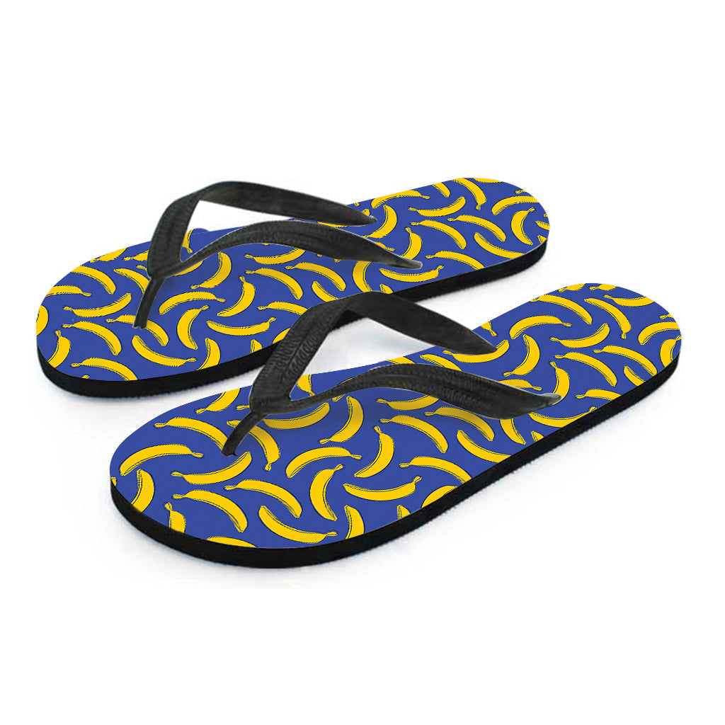 Blue and Yellow Banana Pattern Hawaiian Flip Flops - 2