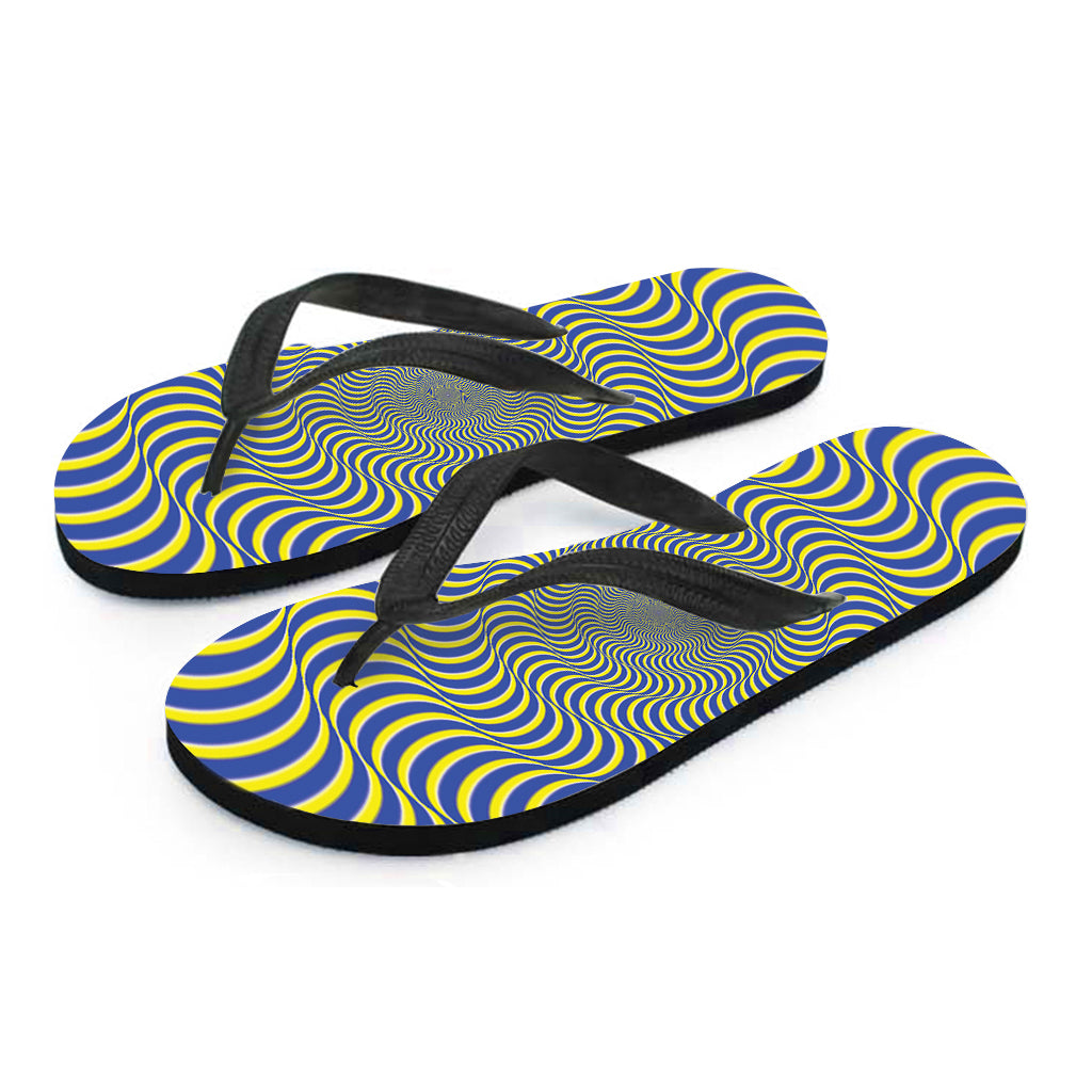 Blue and Yellow Illusory Motion Hawaiian Flip Flops: Perfect Addition to Your Hawaiian Outfit - 2