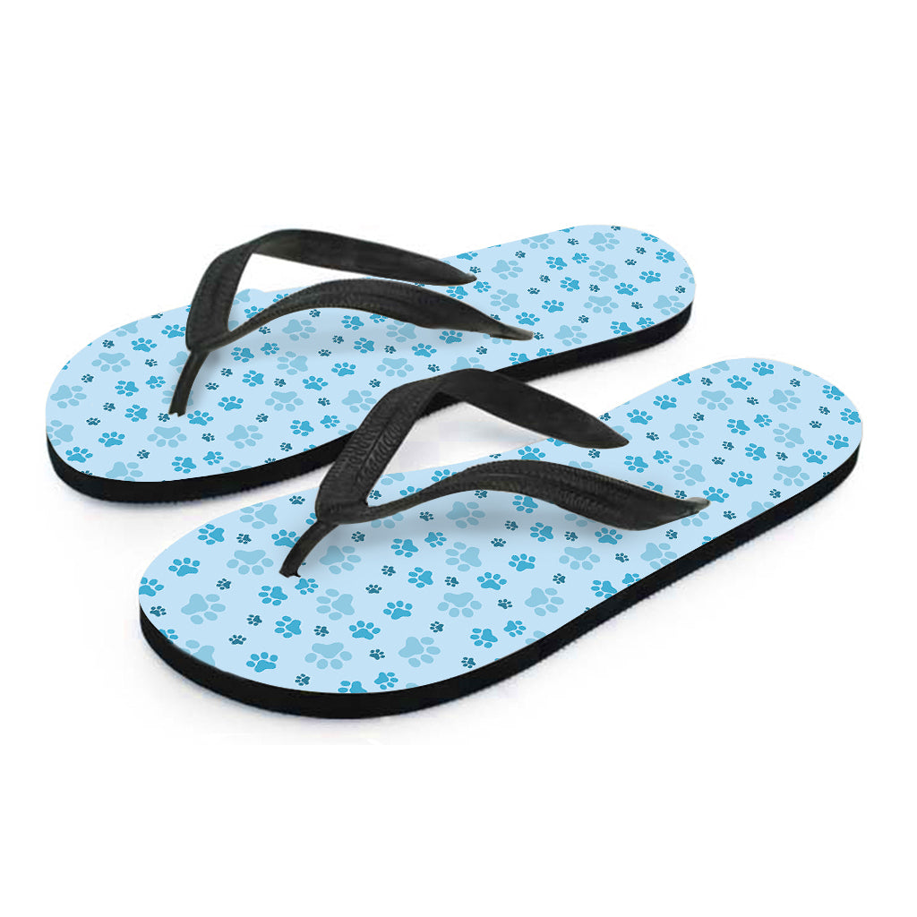 Blue Animal Paw Pattern Hawaiian Flip Flops: The Perfect Accessory for Your Tropical Outfit - 2