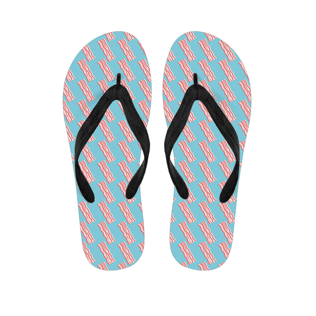 Blue Bacon Patterned Hawaiian Flip Flops: The Ultimate Island Style - 1