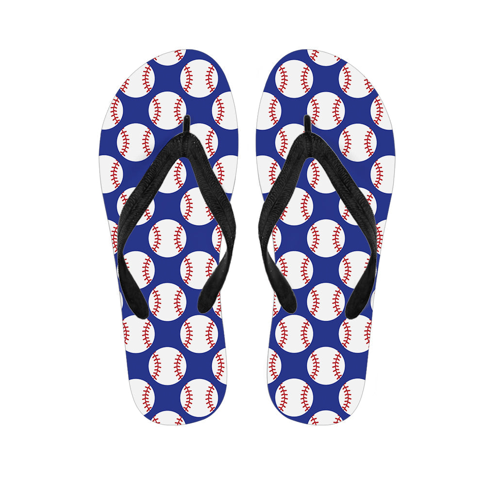 Blue Baseball Pattern Print Hawaiian Flip Flops: The Perfect Addition to Your Aloha Outfit - 1