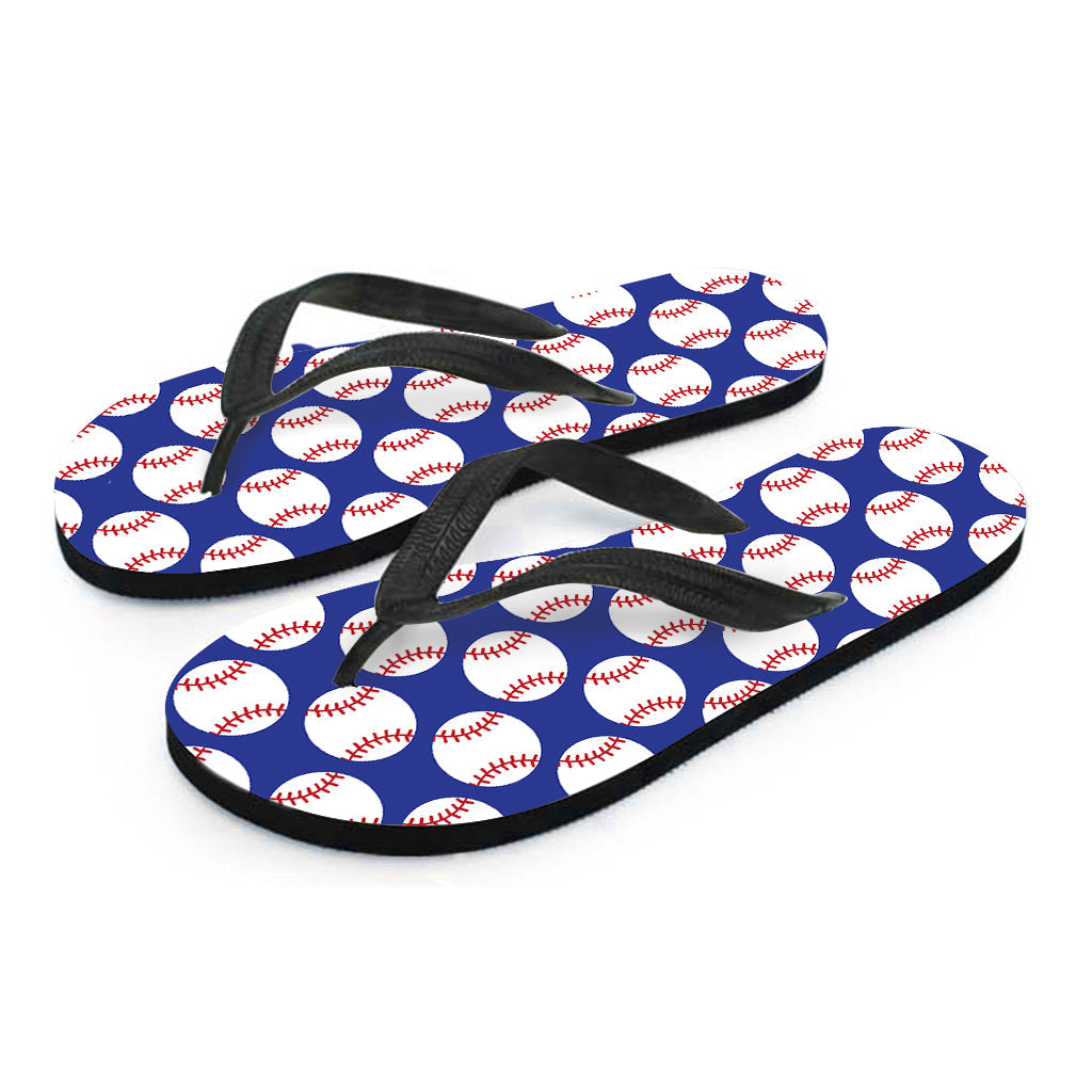 Blue Baseball Pattern Print Hawaiian Flip Flops: The Perfect Addition to Your Aloha Outfit - 2