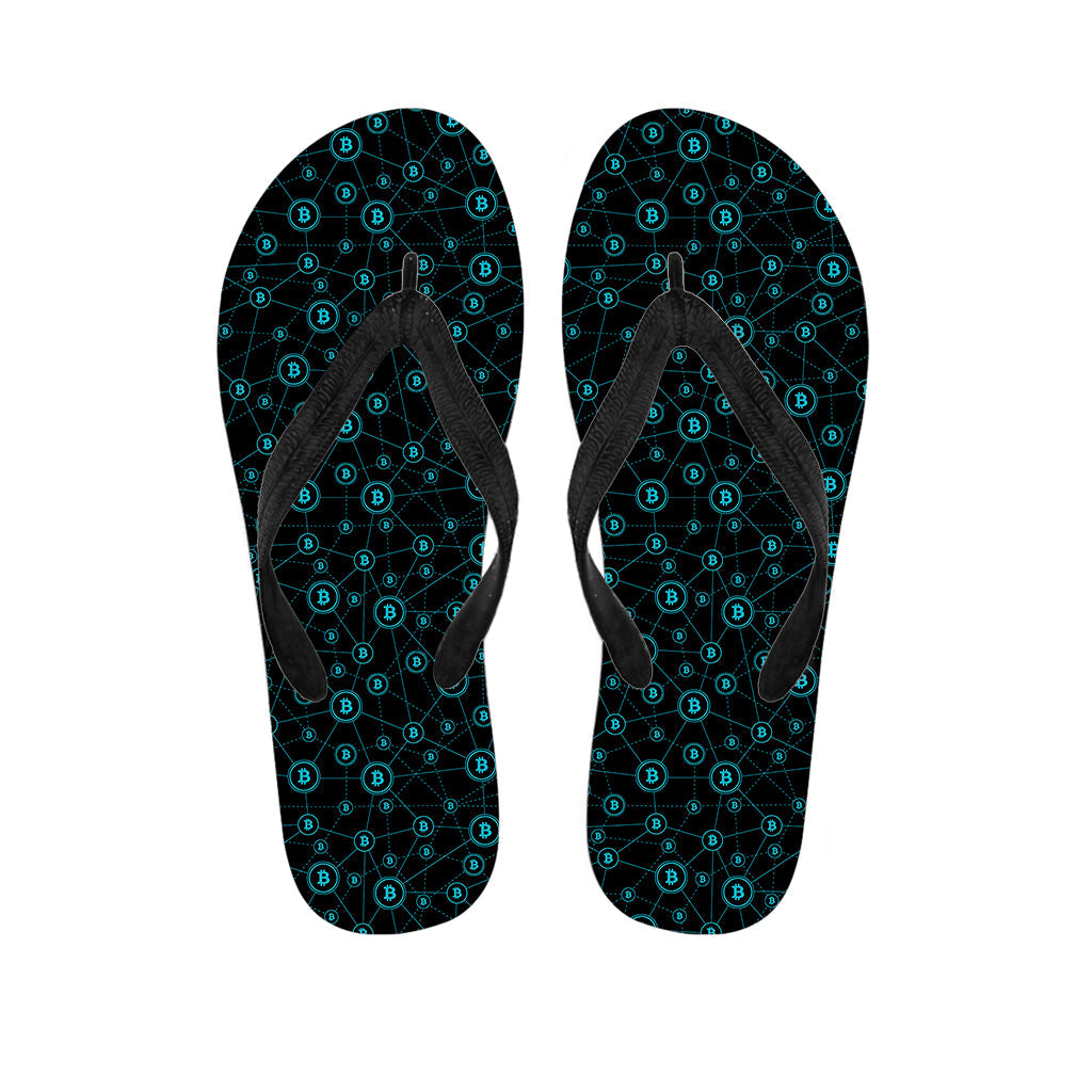 Blue Bitcoin Pattern Hawaiian Flip Flops: The Perfect Addition to Your Hawaiian Outfit - 1