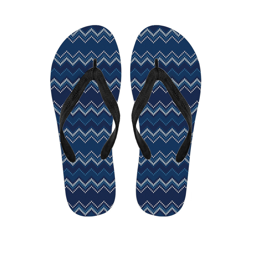 Blue Chevron Knitted Pattern Hawaiian Flip Flops - Complete Your Tropical Look! - 1