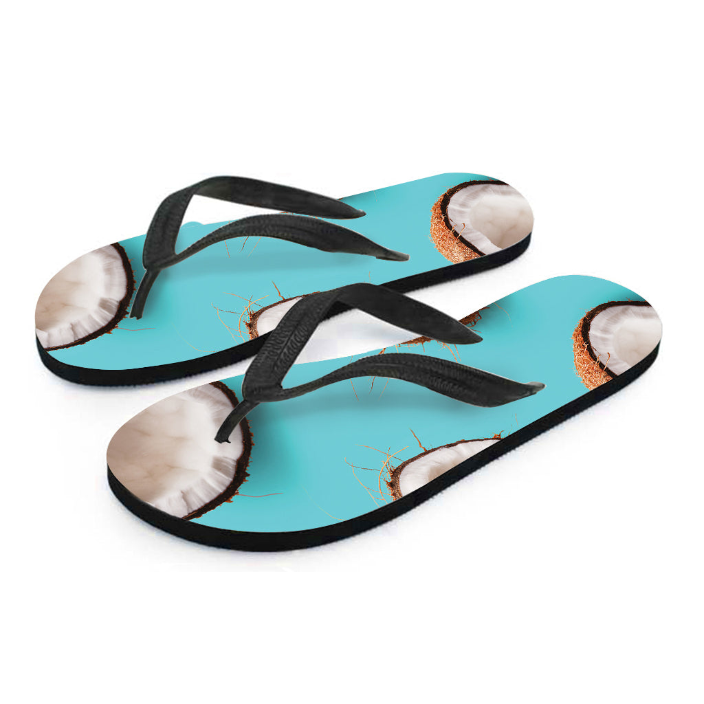 Blue Coconut Pattern Hawaiian Flip Flops: The Perfect Addition to Your Island Outfit - 2