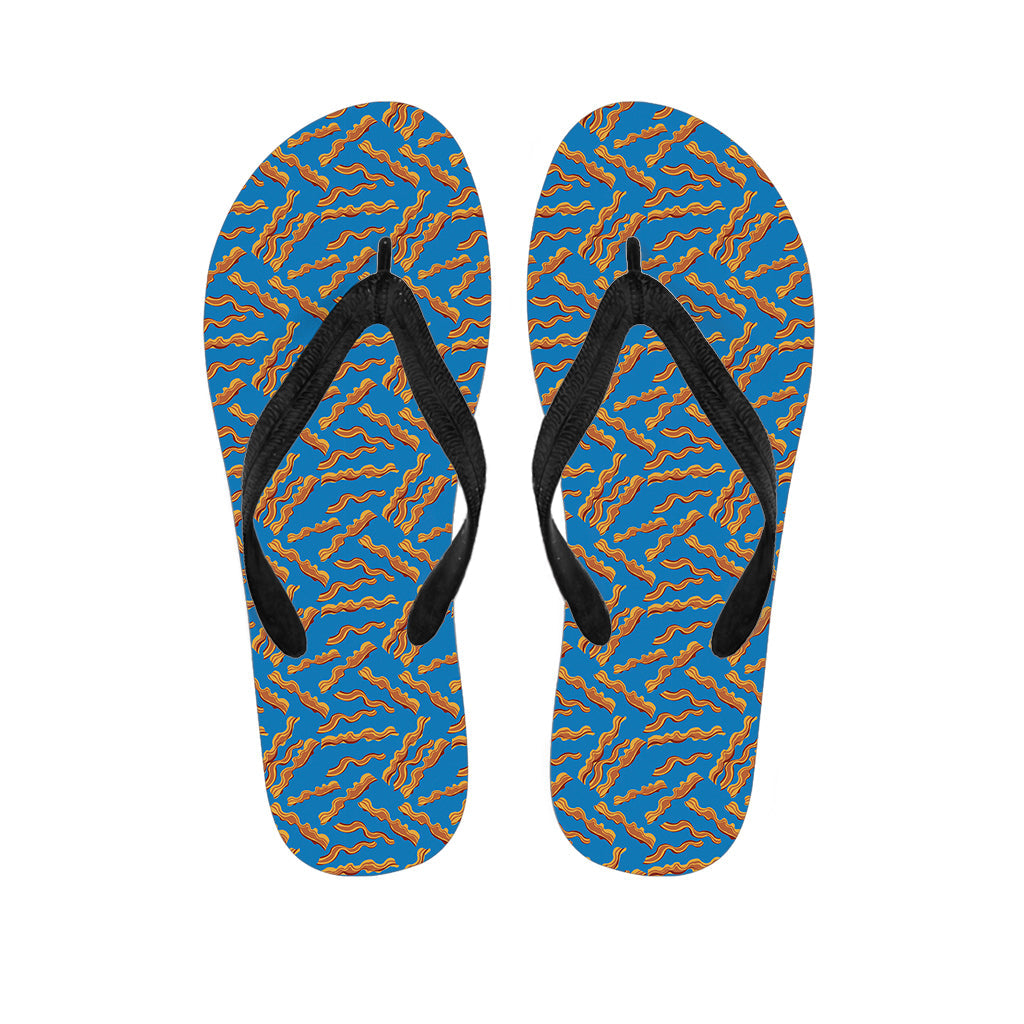 Blue Crispy Bacon Pattern Hawaiian Flip Flops: Perfect for Your Island Outfit - 1
