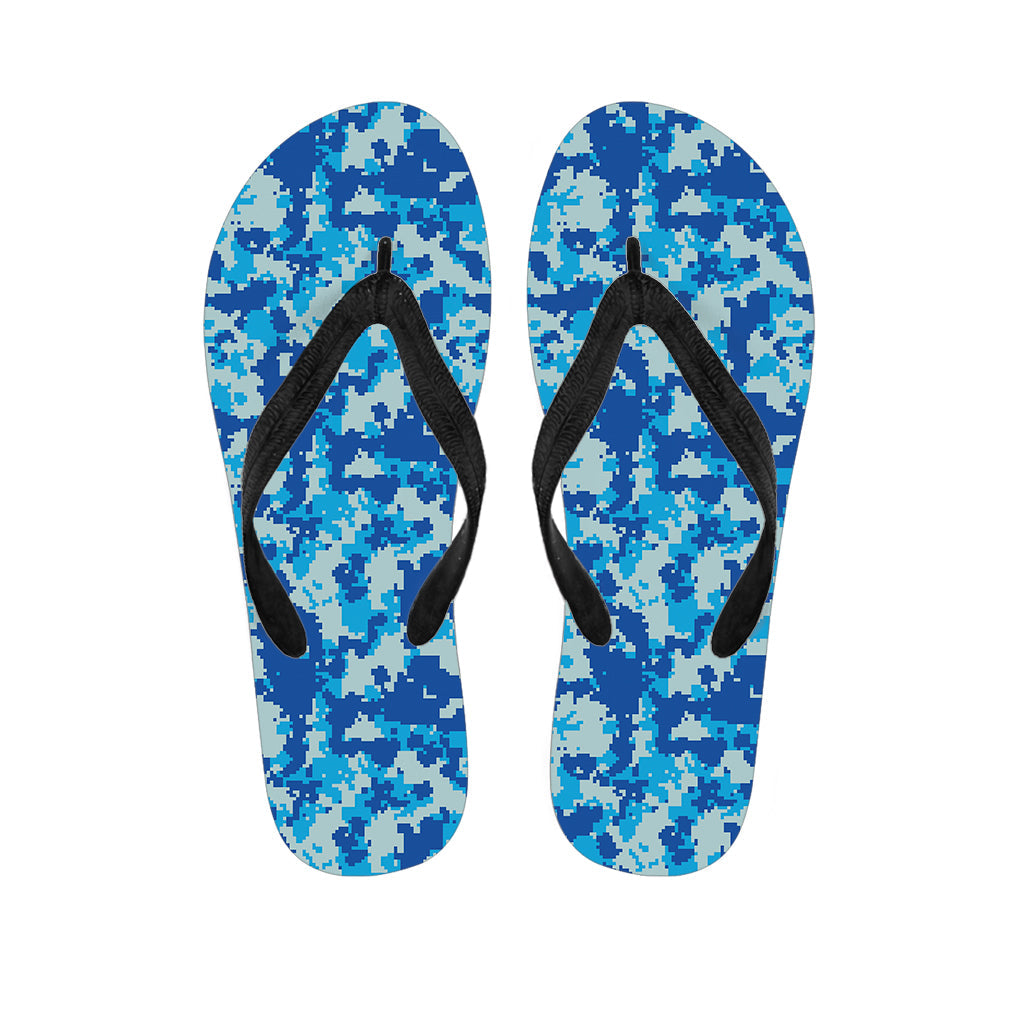 Blue Digital Camo Hawaiian Flip Flops: The Perfect Accessory for Your Aloha Outfit - 1
