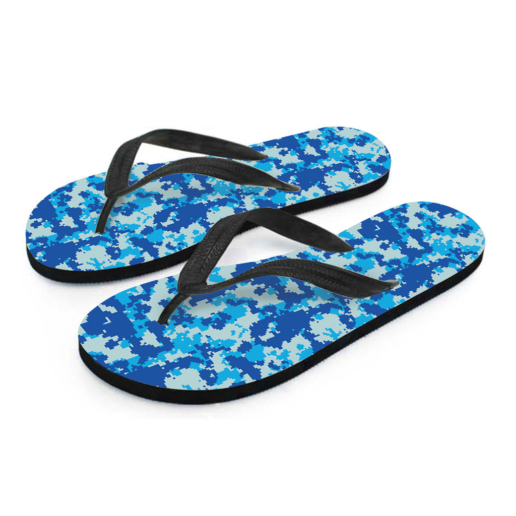 Blue Digital Camo Hawaiian Flip Flops: The Perfect Accessory for Your Aloha Outfit - 2