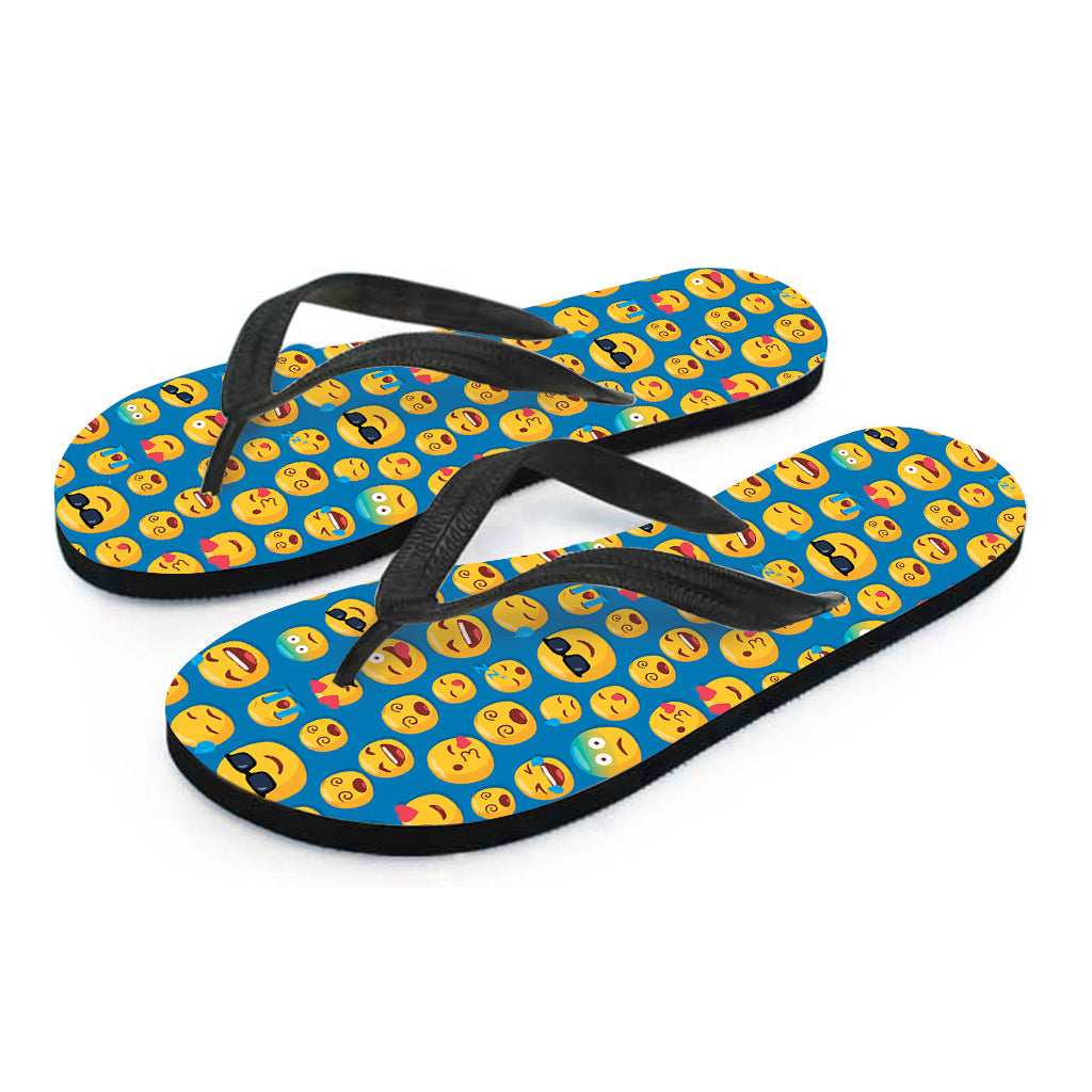 Blue Emoji Pattern Hawaiian Flip Flops: Complete Your Island Look! - 2