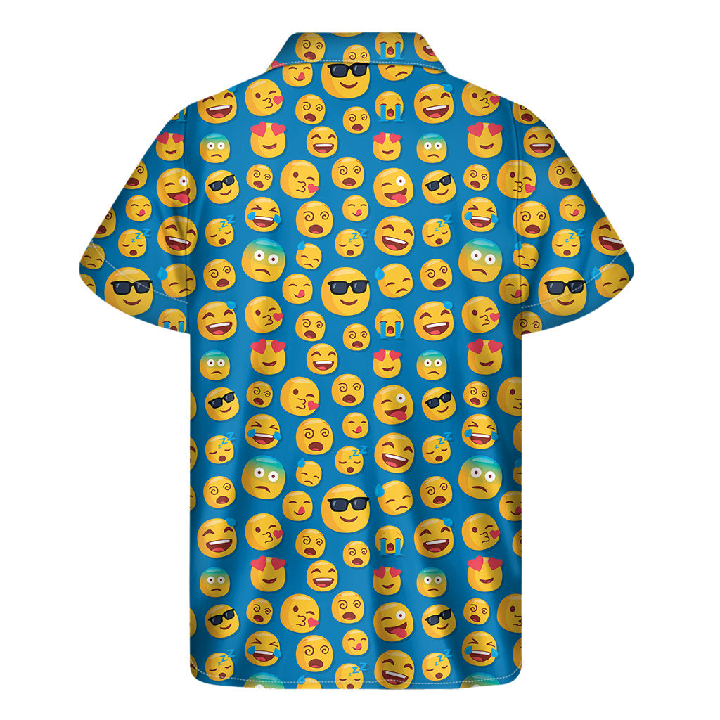 Blue Emoji Pattern Hawaiian Short Sleeve Shirt - 2