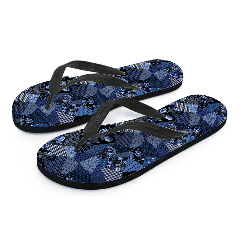 Blue Flower Patchwork Hawaiian Flip Flops: Complete Your Hawaiian Outfit in Style - 2