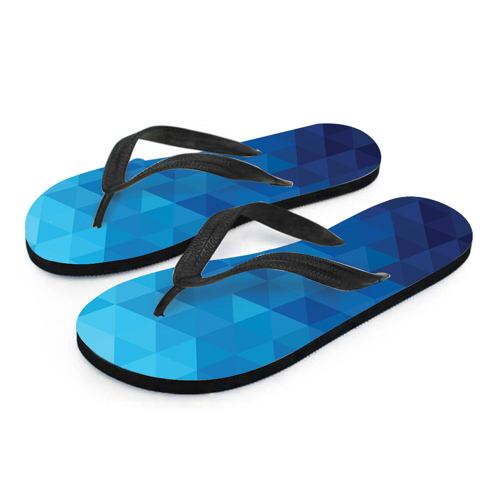 Blue Geometric Triangle Pattern Hawaiian Flip Flops: The Perfect Addition to Your Island Outfit - 2