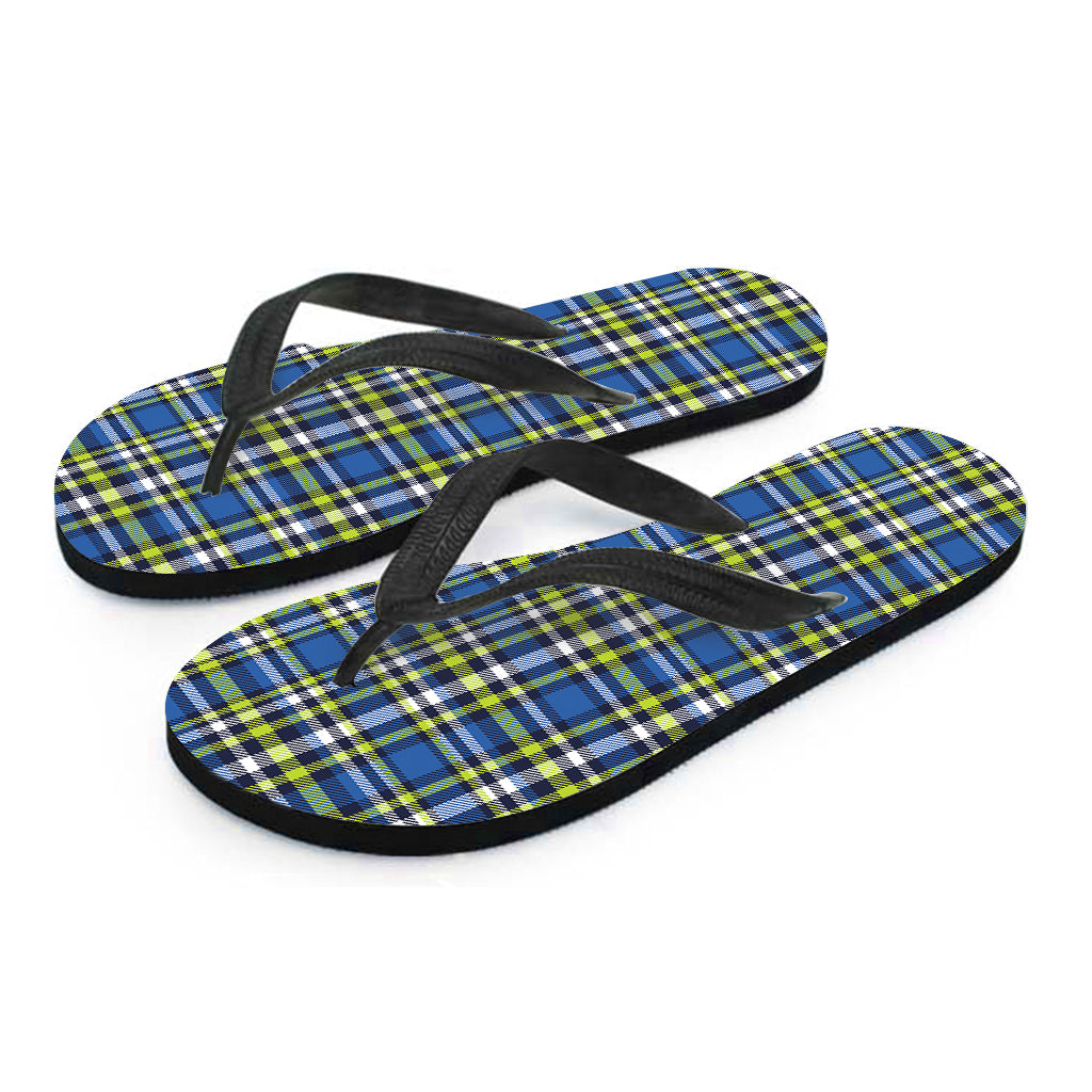 Island Breeze Blue Green and White Plaid Hawaiian Flip Flops - 2