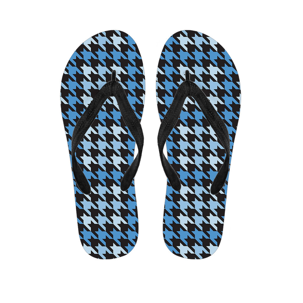 Blue Houndstooth Hawaiian Print Flip Flops: Stylish Island Attire - 1
