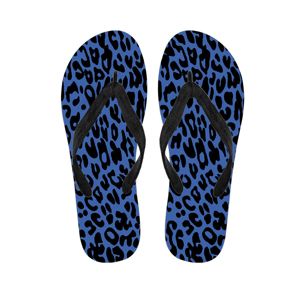 Blue Leopard Print Hawaiian Flip Flop Set: The Perfect Addition to Your Island Outfit - 1