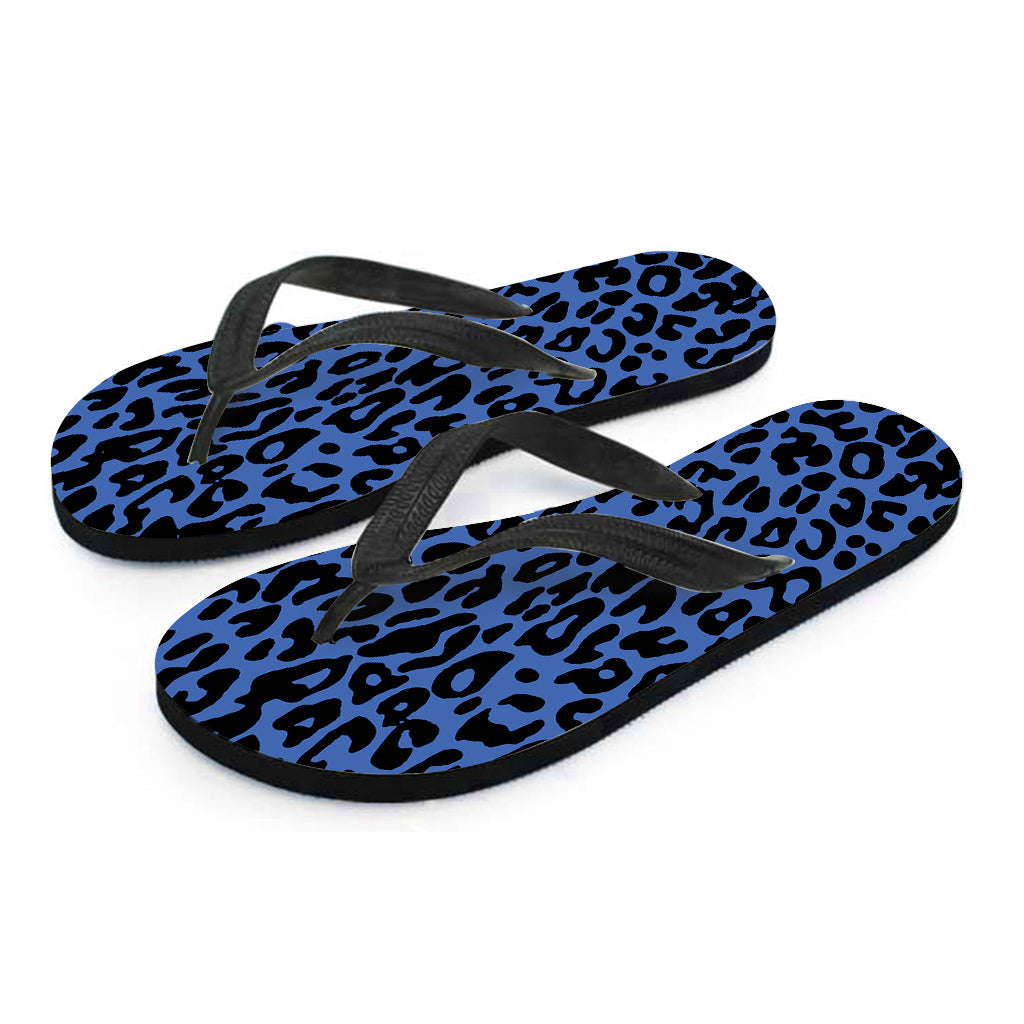 Blue Leopard Print Hawaiian Flip Flop Set: The Perfect Addition to Your Island Outfit - 2