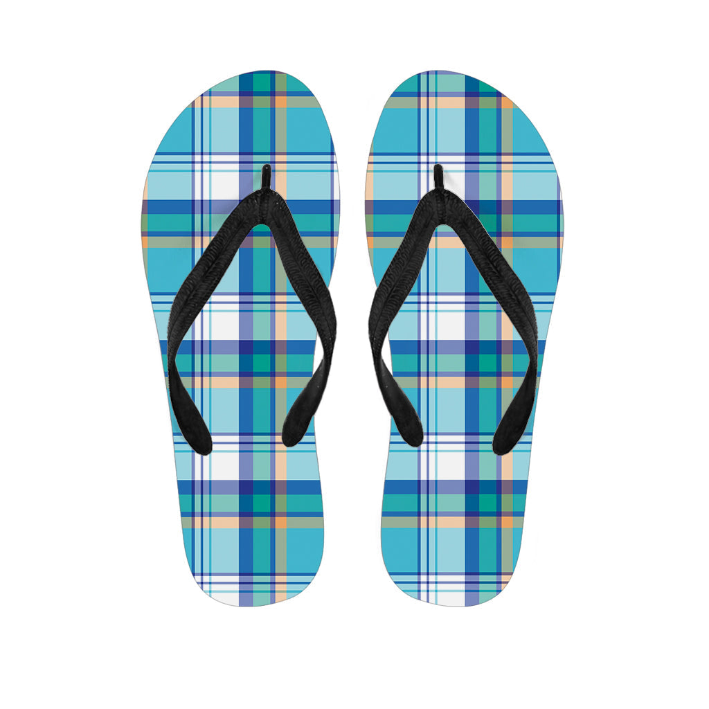 Blue Madras Pattern Hawaiian Flip Flops: Complete Your Island Look! - 1