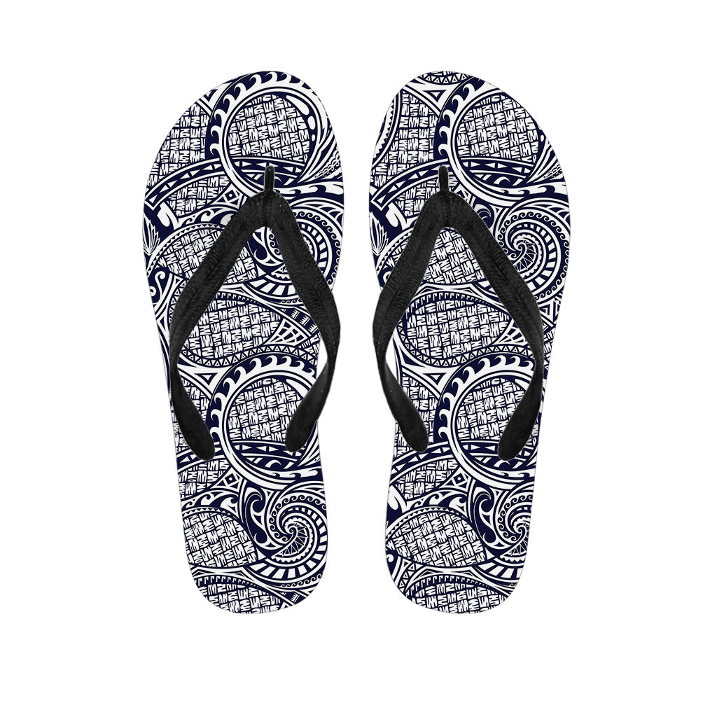Blue Maori Polynesian Tribal Print Hawaiian Flip Flops - The Perfect Addition to Your Island Outfit! - 1
