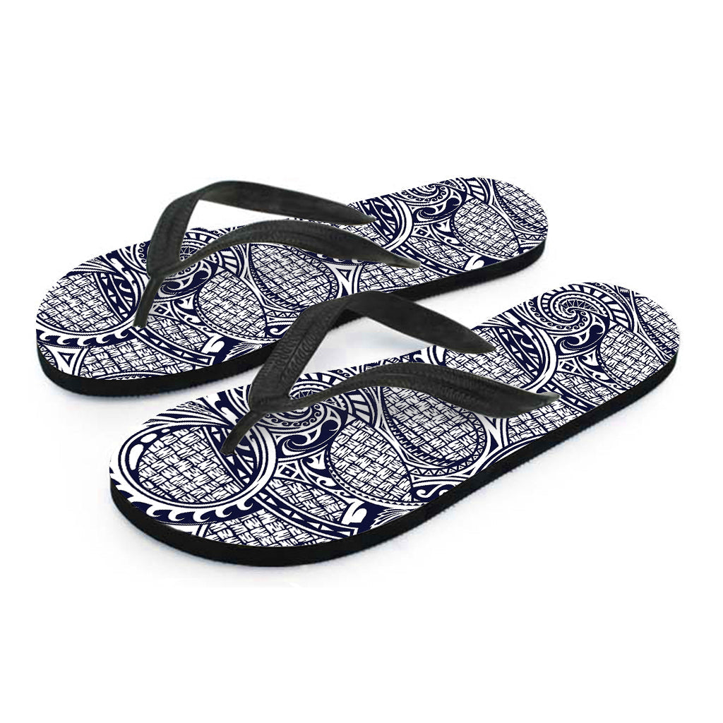 Blue Maori Polynesian Tribal Print Hawaiian Flip Flops - The Perfect Addition to Your Island Outfit! - 2