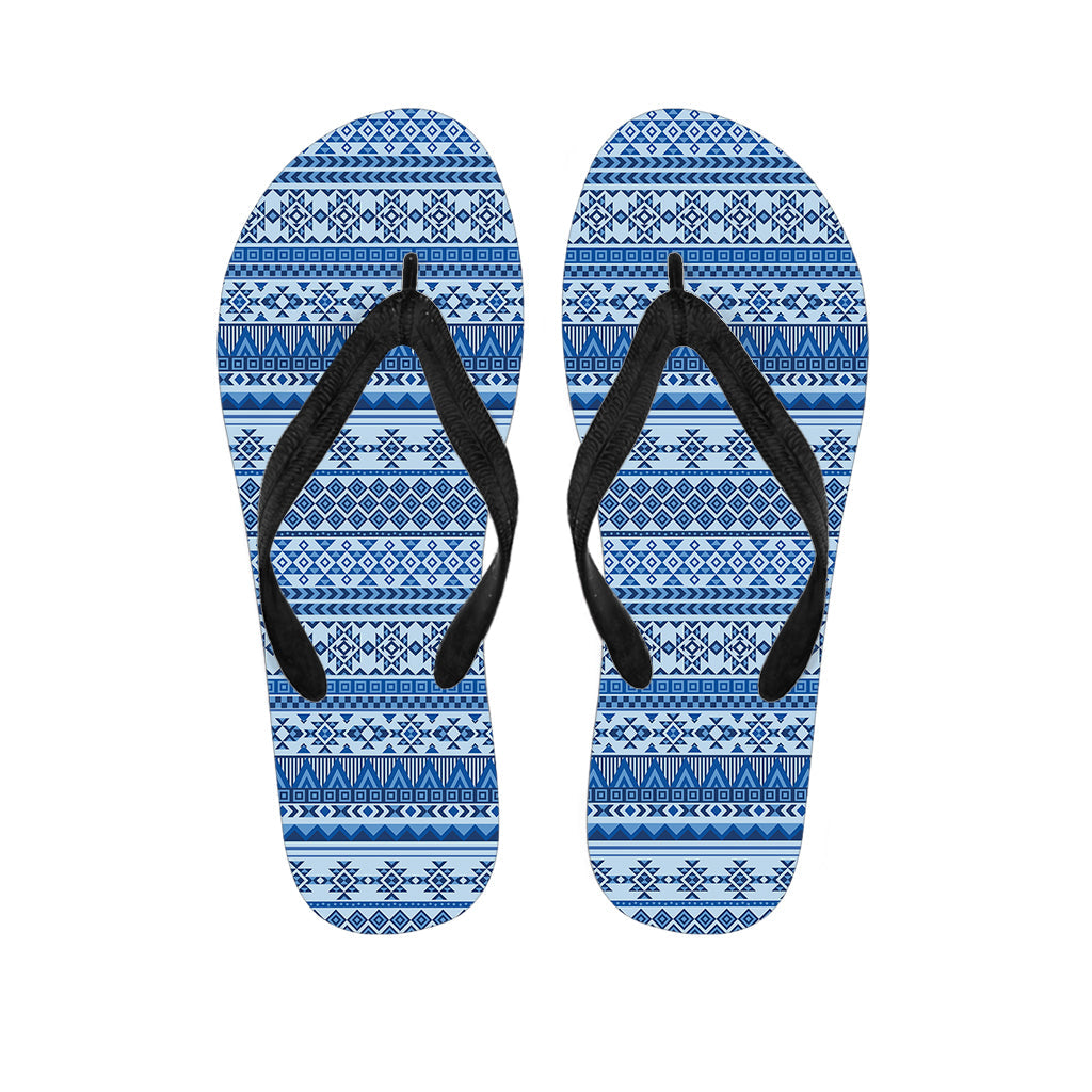 Blue Hawaiian Aztec Pattern Flip Flops: Embrace the Island Vibes - 1
