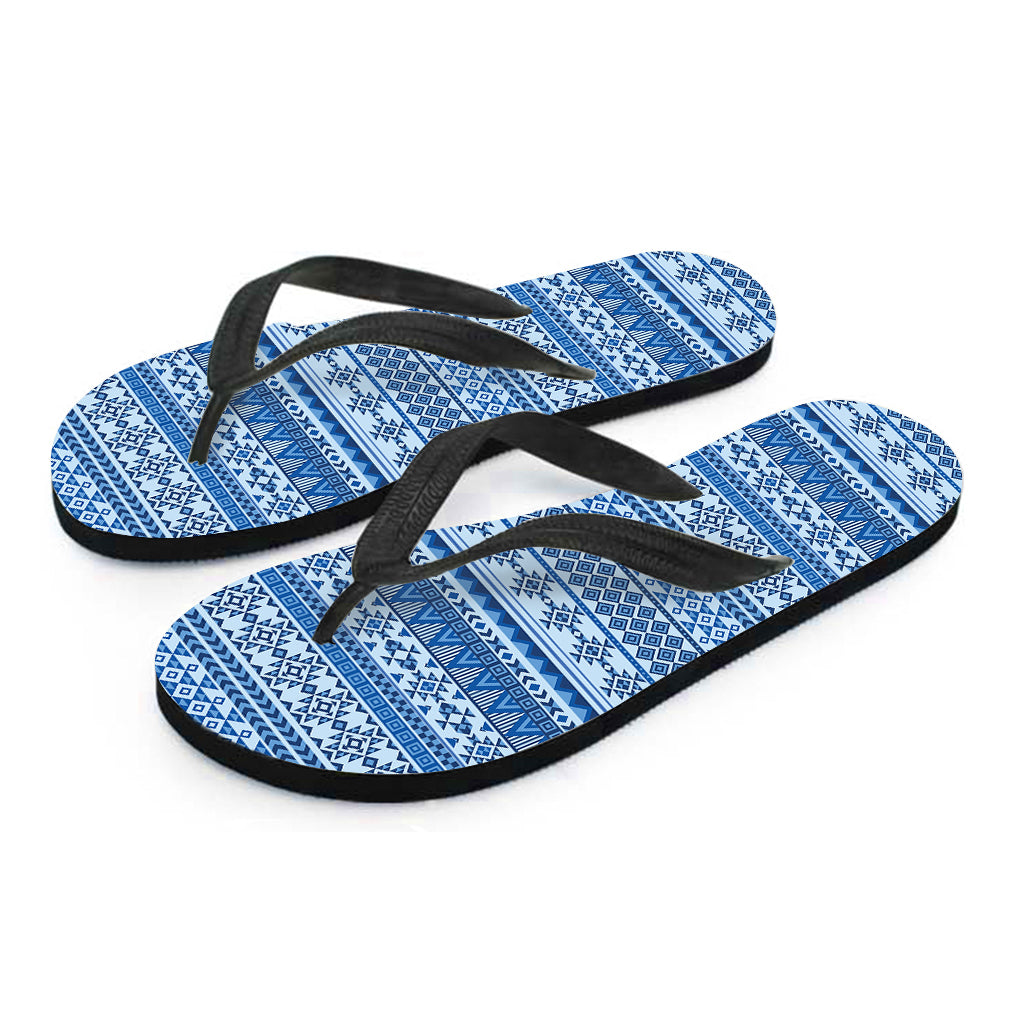 Blue Hawaiian Aztec Pattern Flip Flops: Embrace the Island Vibes - 2