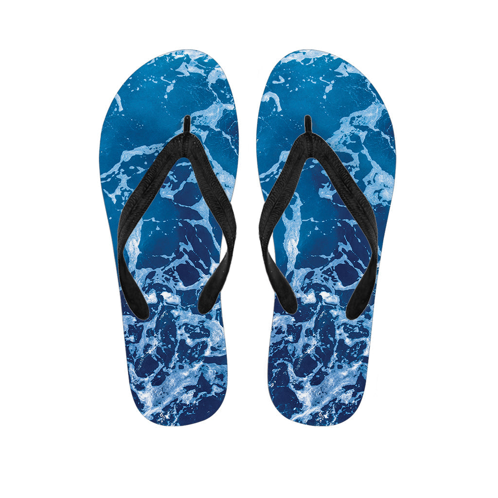 Blue Ocean Print Hawaiian Flip Flops: The Perfect Addition to Your Hawaiian Outfit - 1