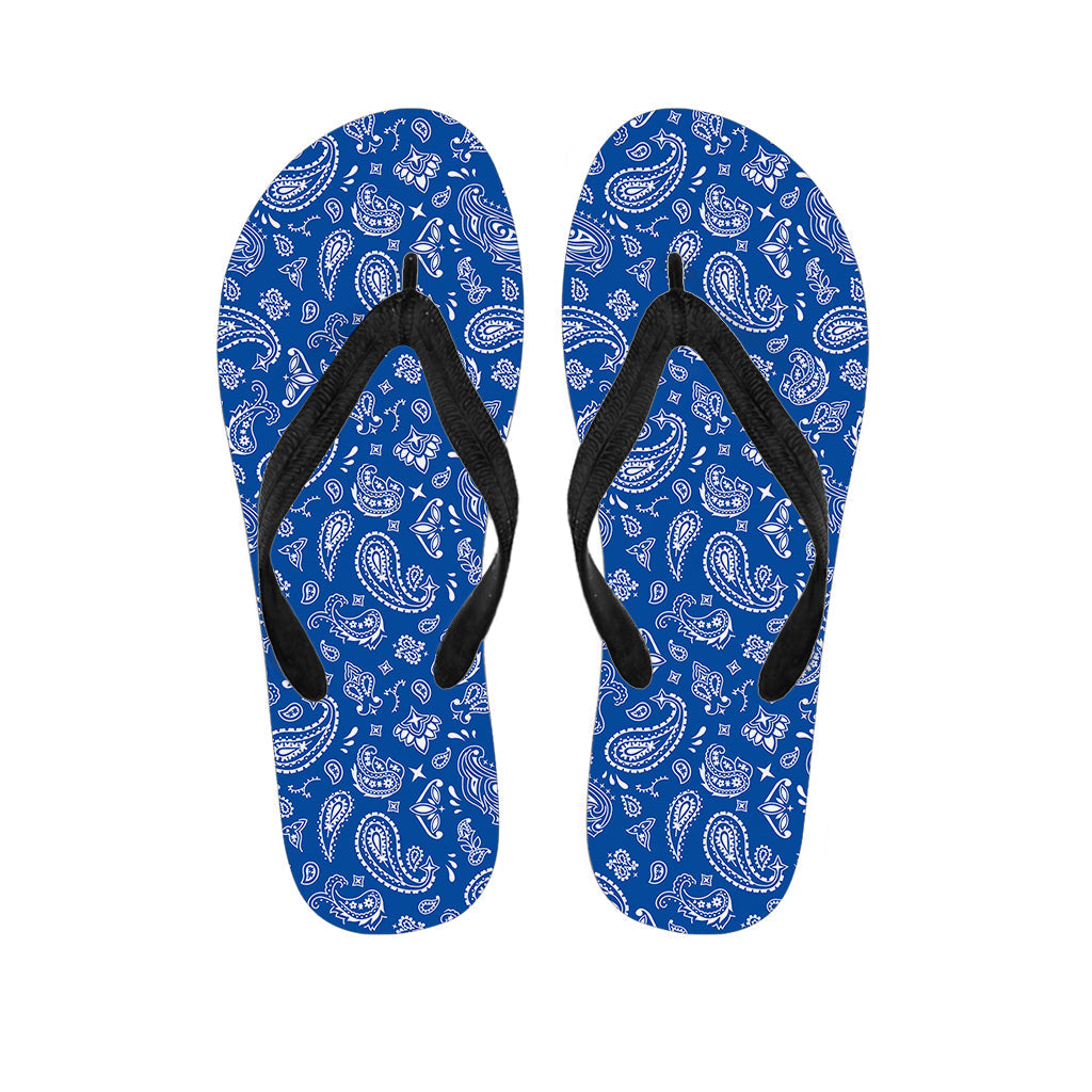 Blue Paisley Bandana Pattern Hawaiian Flip Flops: Step Out in Style! - 1
