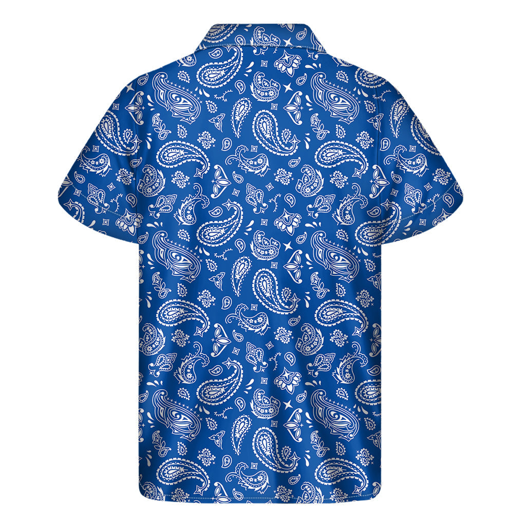 Blue Paisley Bandana Print Hawaiian Short Sleeve Shirt - Perfect for Island Style - 2