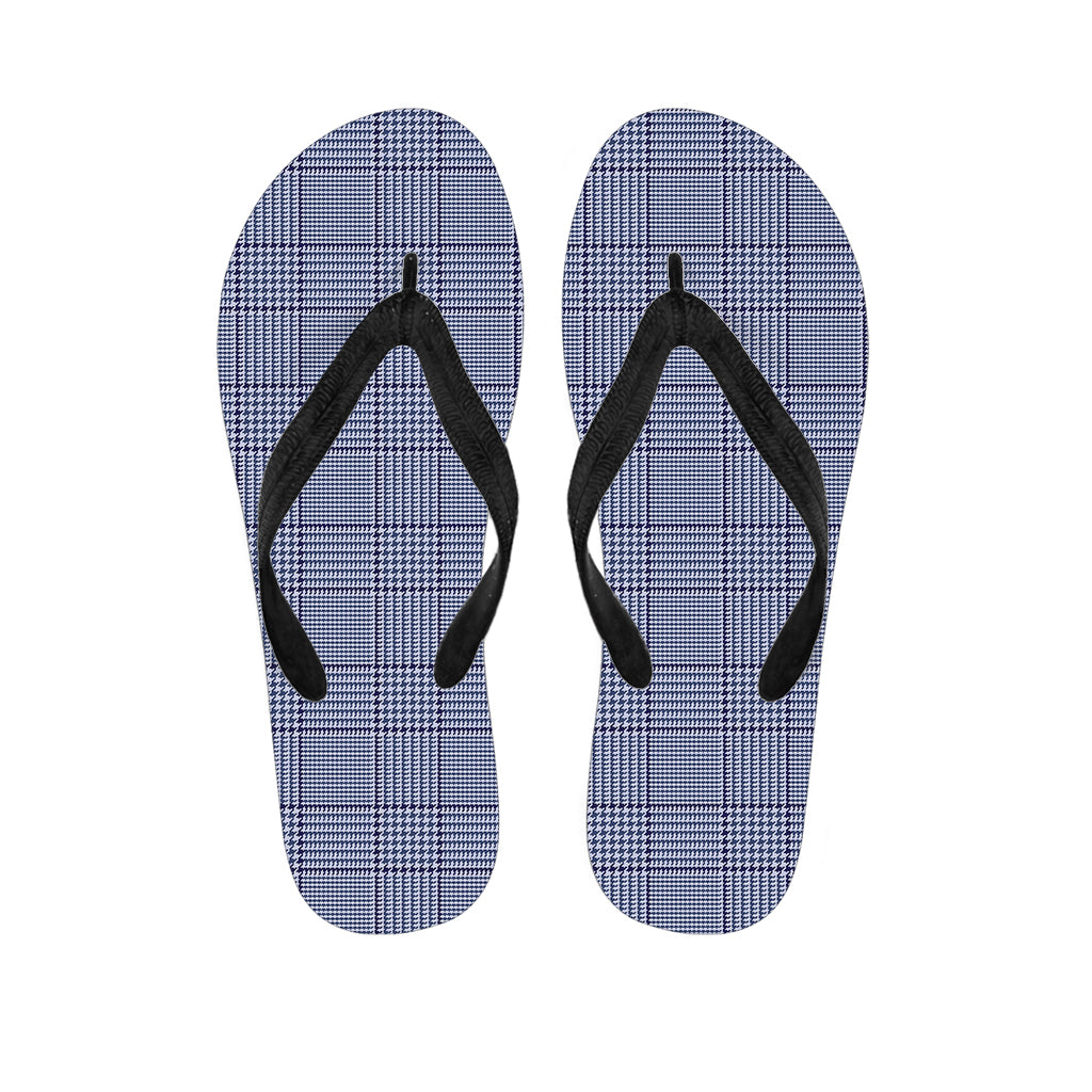 Blue Prince of Wales Check Print Hawaiian Flip Flops: Soak Up the Aloha Spirit in Style - 1