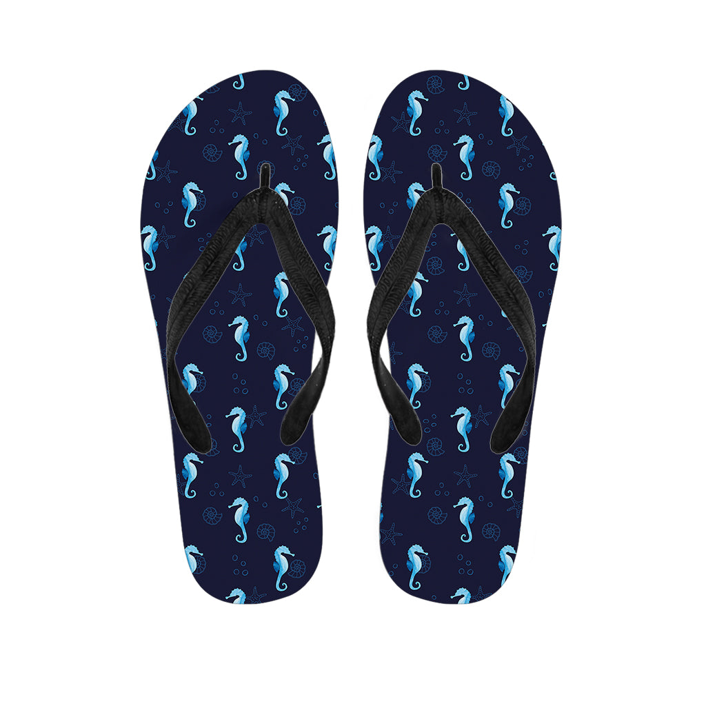 Blue Seahorse Paradise: Hawaiian Outfit with Matching Flip Flops - 1