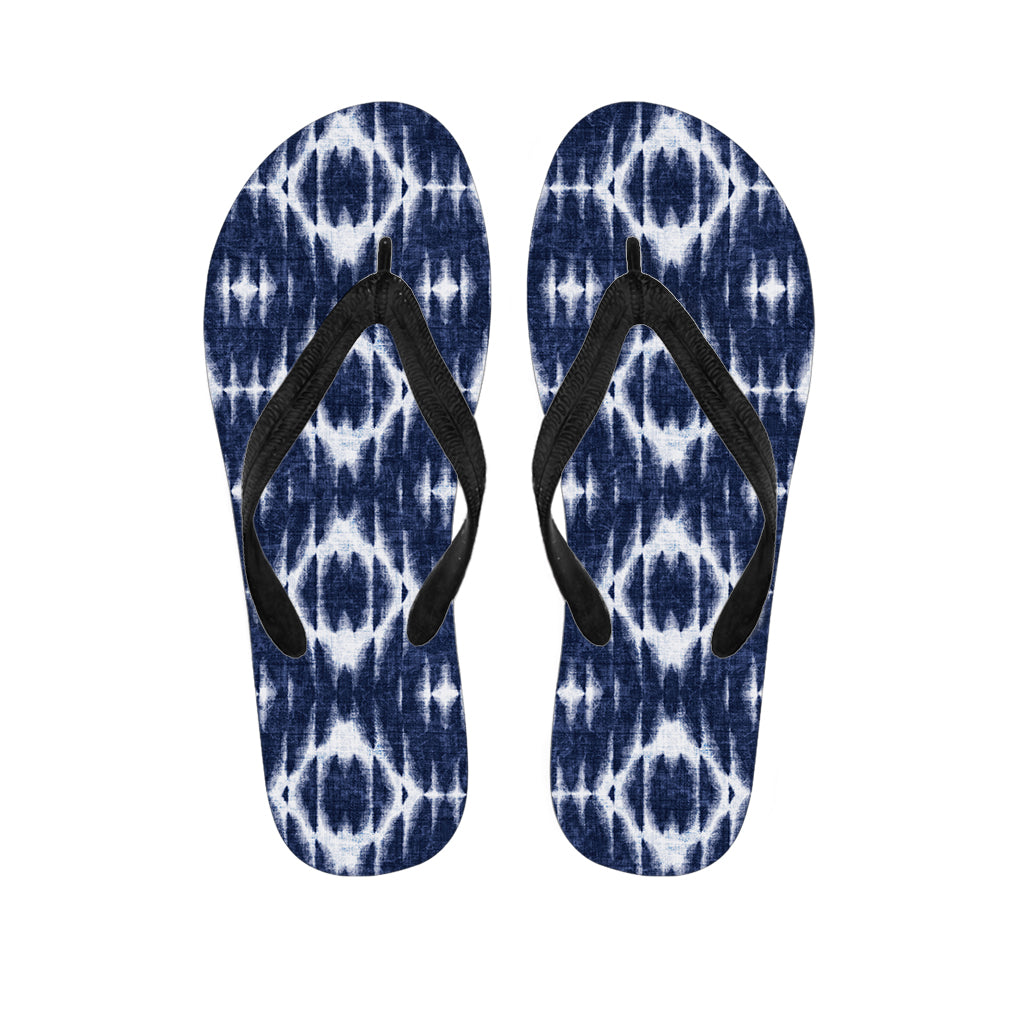 Blue Shibori Print Hawaiian Flip Flops: The Perfect Accessory for Your Island Outfit - 1