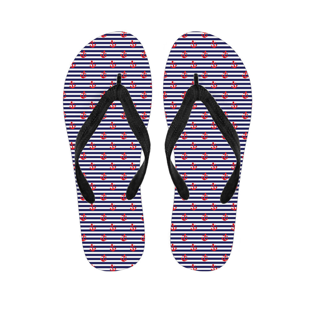 Blue Striped Nautical Anchor Hawaiian Flip Flops: Walk the Aloha Way - 1