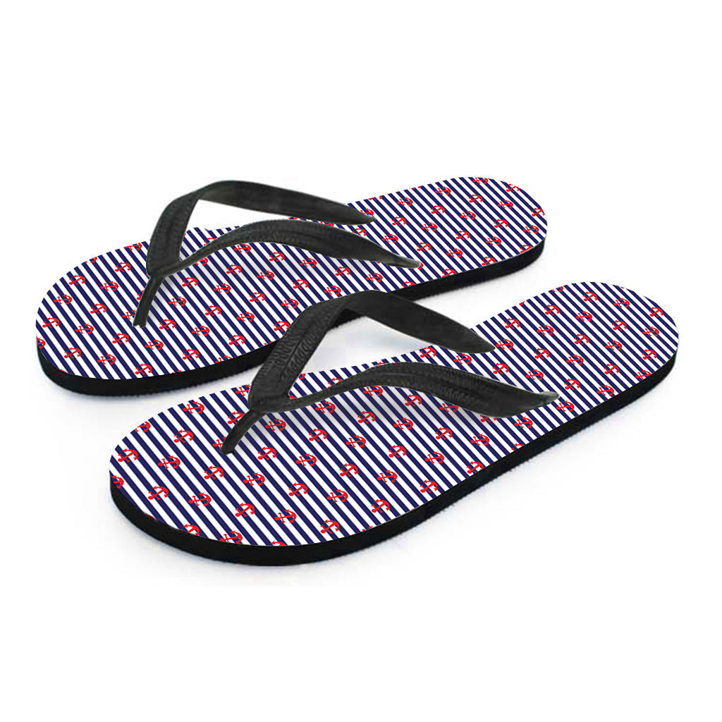Blue Striped Nautical Anchor Hawaiian Flip Flops: Walk the Aloha Way - 2