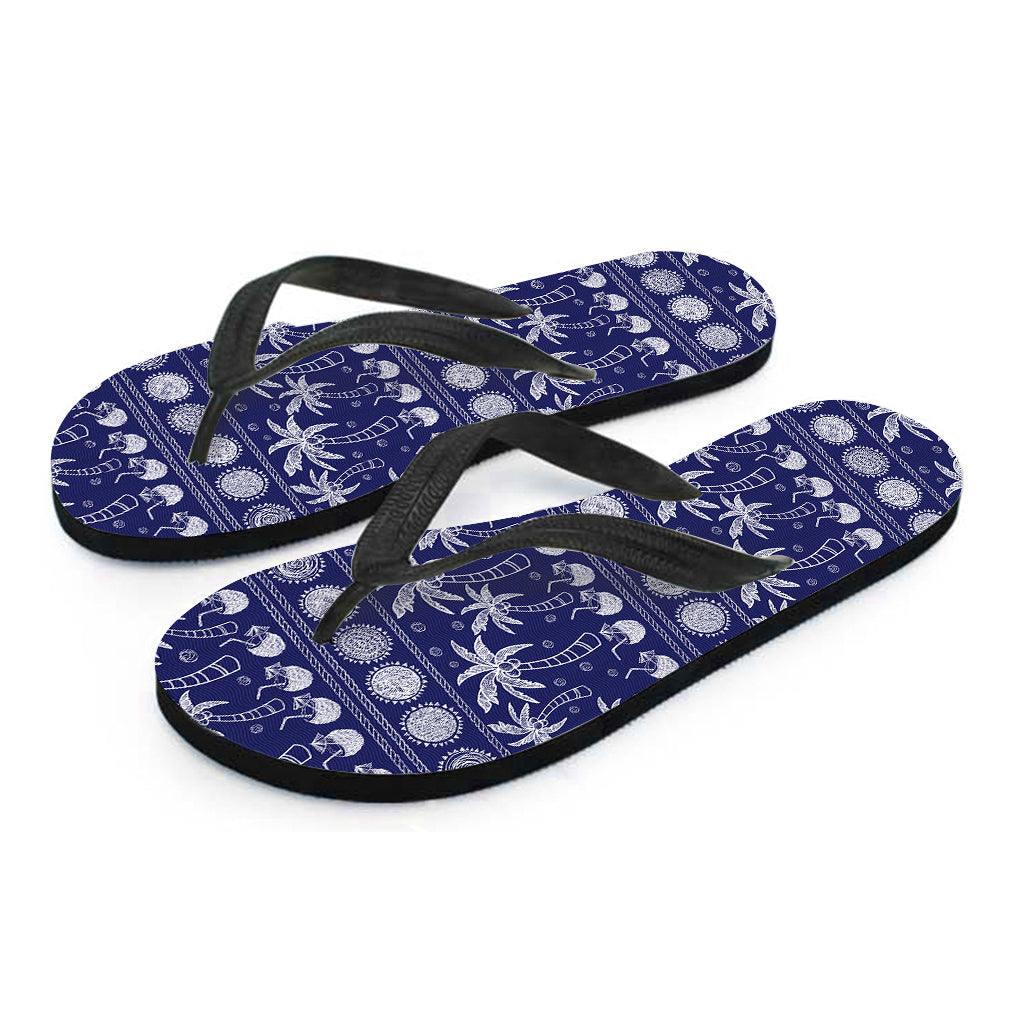 Blue Summer Coconut Pattern Hawaiian Flip Flops: The Perfect Match for Your Hawaiian Outfit - 2