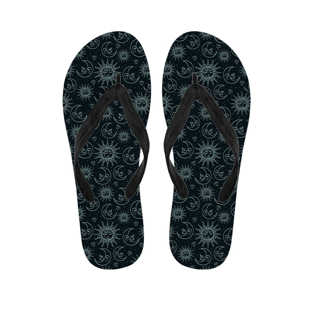 Blue Sun and Moon Pattern Hawaiian Flip Flops: Complete Your Island Outfit - 1