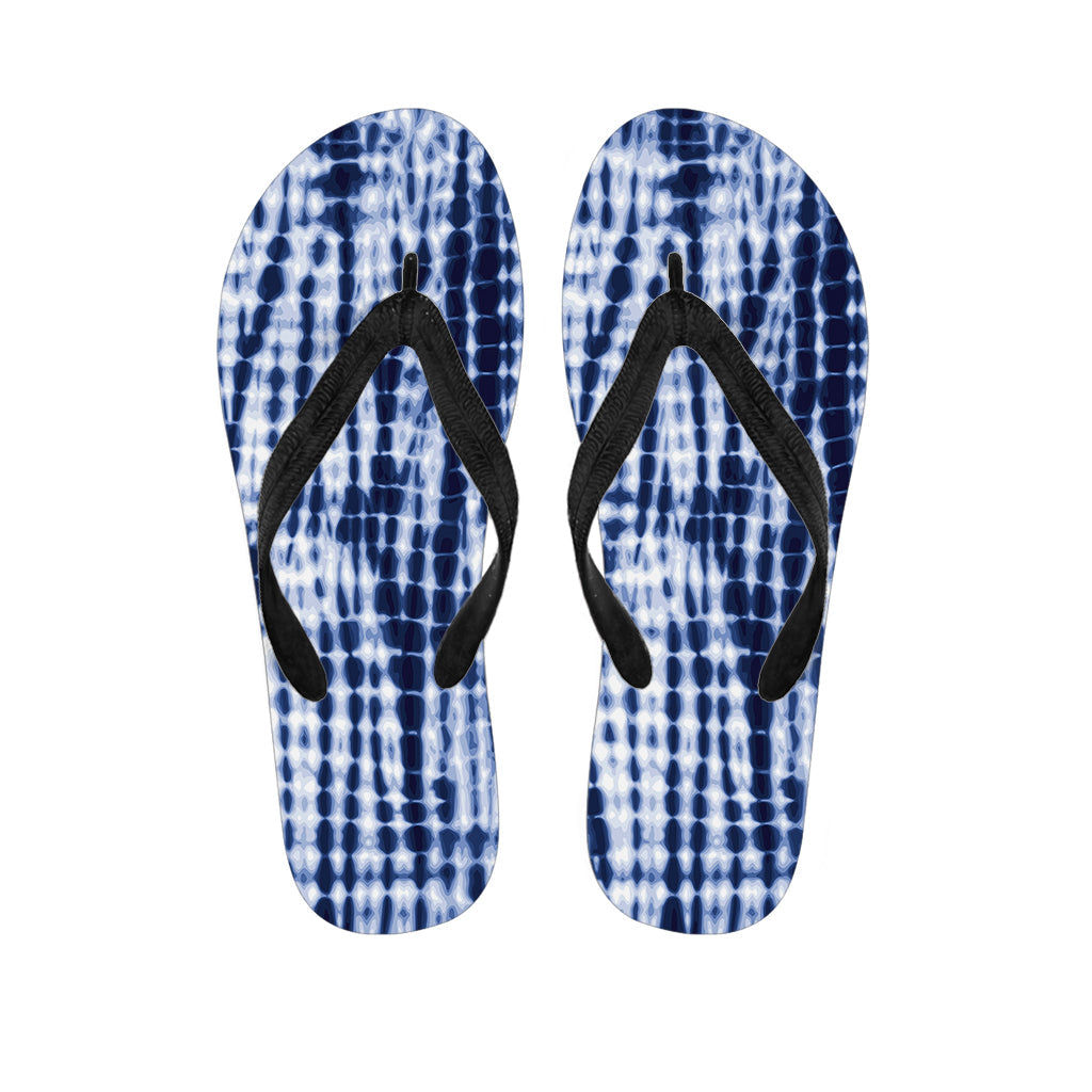 Blue Tie Dye Shibori Print Hawaiian Flip Flops: Stylish Island Footwear - 1