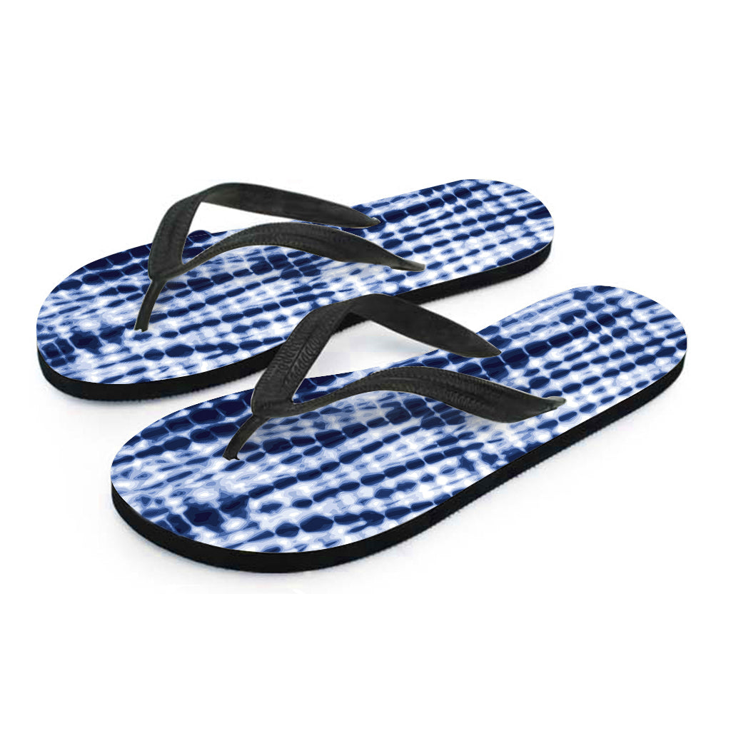 Blue Tie Dye Shibori Print Hawaiian Flip Flops: Stylish Island Footwear - 2